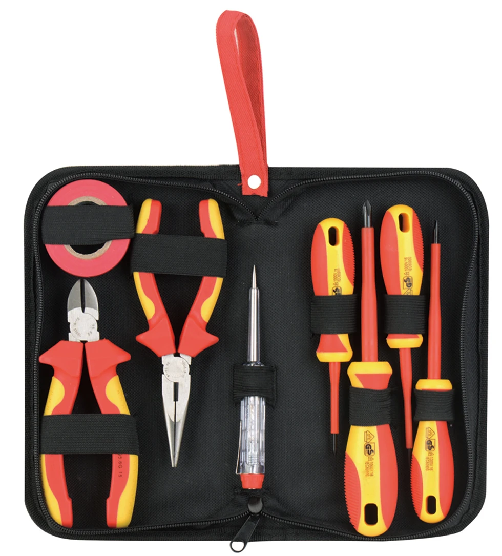 Portable 8pcs Insulated Tool Kit, Compact Pliers And Magnetic Screwdriver Combination For Daily Auto Circuit Inspection & Repair