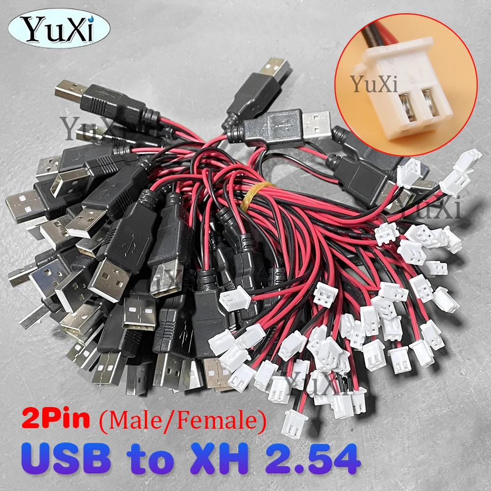 1Piece USB Male Female to XH 2.54 2Pin Terminal Wire 2P Power Supply Core Cable USB Socket to XH2.54 Terminal Adapter Connector