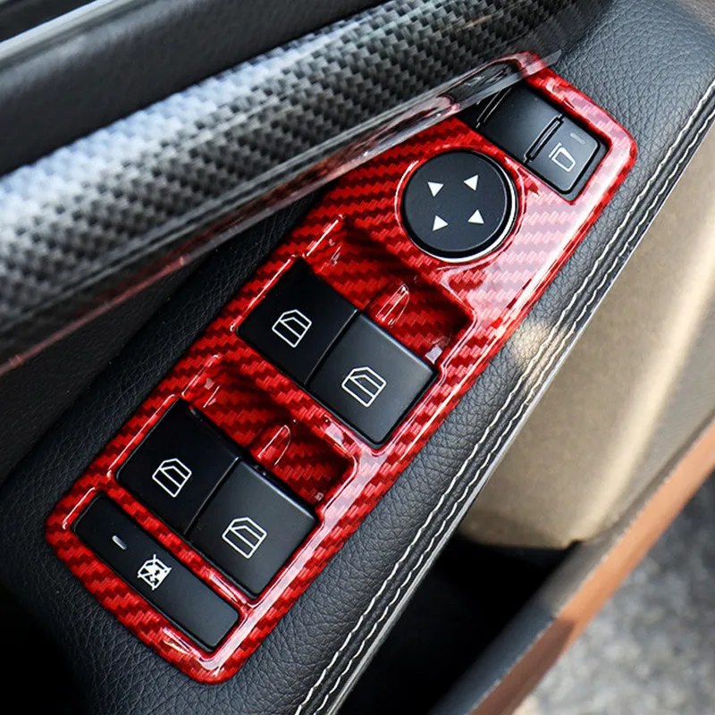 Carbon Fiber Style Car Window Glass Lifting Buttons Frame For Mercedes Benz A B C E G CLA CLS GLE GLS GLA GLK ML GL Class ABS