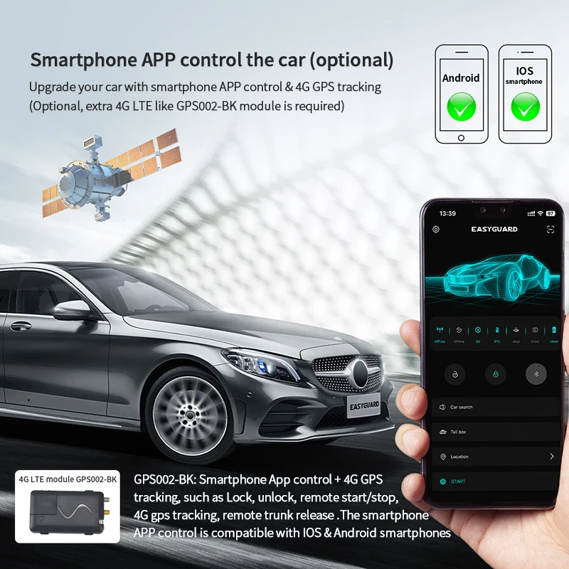 EASYGUARD Plug And Play PKE remote start keyless go system Fit For Benz 13-15 GLK 09-14 E Class E Coupe CLS SLK SLC X204 W212