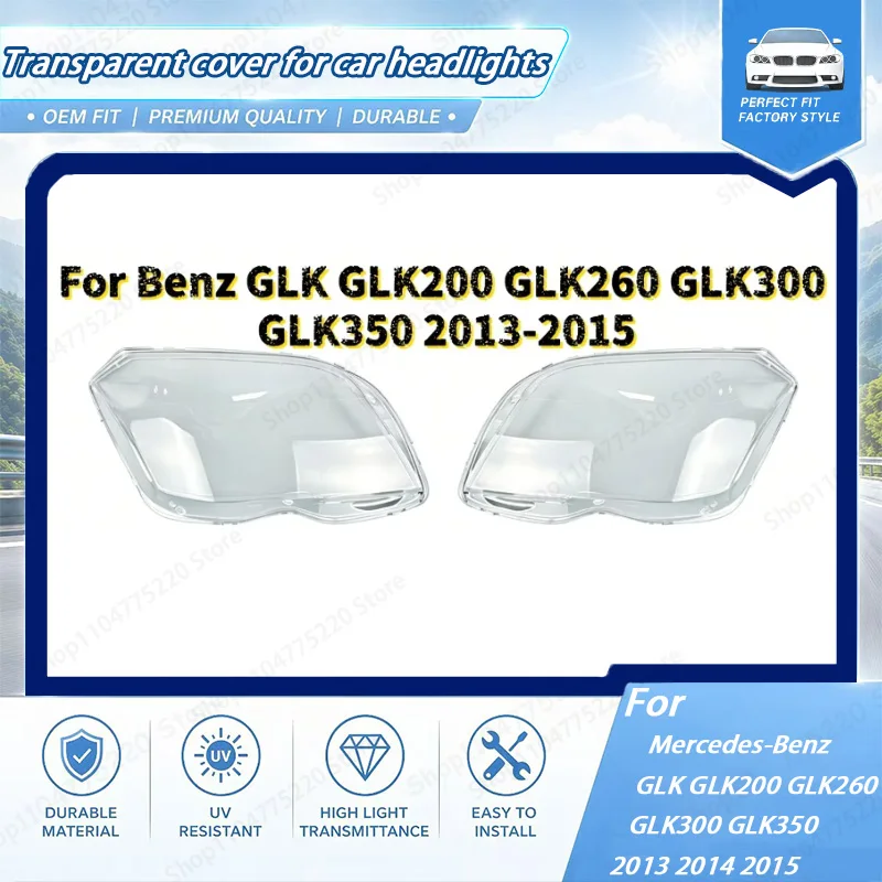 Pair Car Front Lens Headlamp Transparent Lampshade For Benz GLK GLK200 GLK260 GLK300 GLK350 2013 2014 2015  Headlight Cover