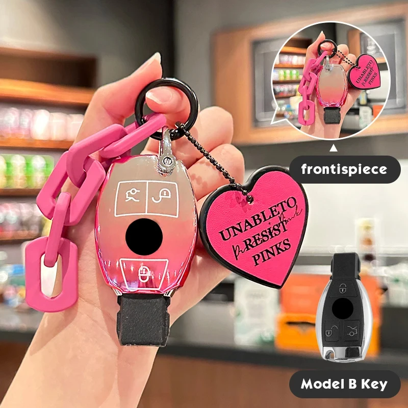 Pink Tpu for Mercedes Benz A B G R Class GLA GLK W176 W204 W251 W463 3 Button Remote Car Key Case Cover Fob Accessories