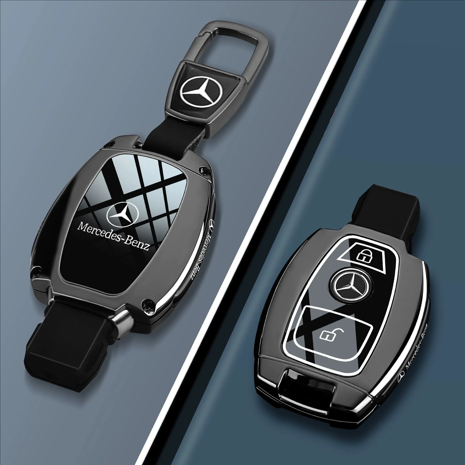 Alloy Style Car Key Case Cover Shell Fob For Mercedes Benz A B C E G Class C200 C300 E350 W205 E260L GLK A45 AMG BGA Accessories