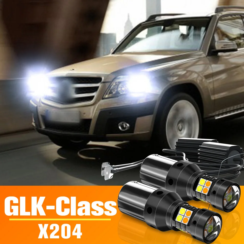 2pcs Dual Mode LED Turn Signal+Daytime Running Light DRL Accessories For Mercedes Benz GLK-Class X204 2008-2012 2009 2010 2011