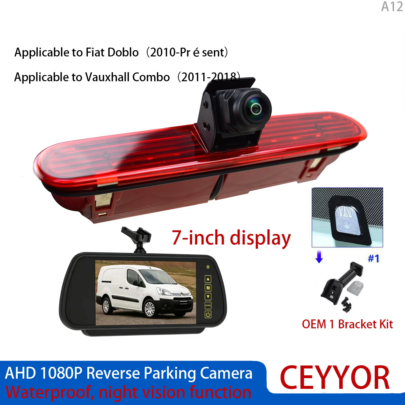 AHD 1080P High Brake Light Rear View Camera Kit 7