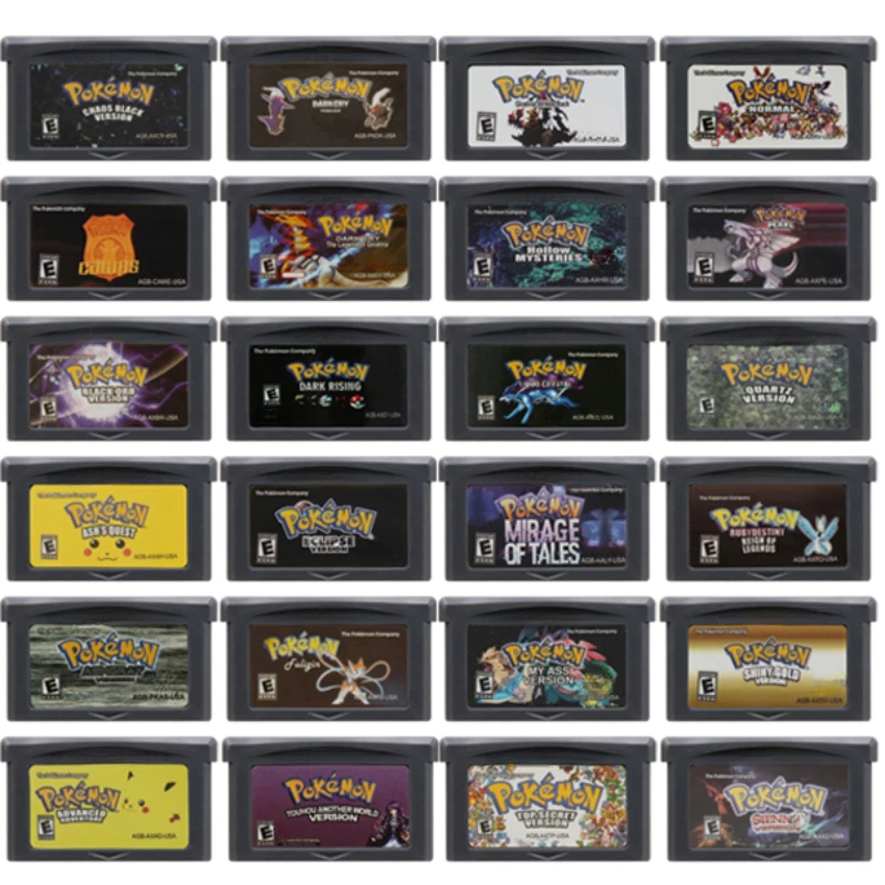 Pokemon Series GBA Game Cartridge 32-Bit Video Game Console Card Fuligin AshGray Liquid Crystal My Ass USA Version for GBA NDS