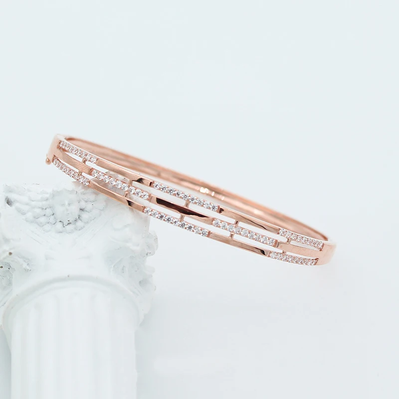 585 purple gold fashion crystals bracelet for women charm simple irregular 14K rose gold light luxury wedding jewelry