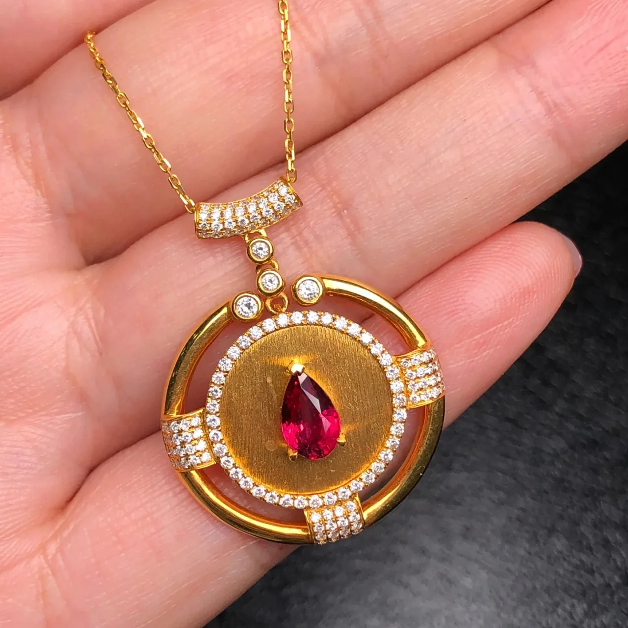 Real 14K Rose Gold 2 Carats bury Pendant Women Natural red ruby Gemstone 14K Rose Gold 45cm Necklace Jewelry Pendant mujer gifts