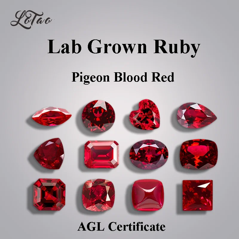 Lab Grown Ruby Multiple Shape Pigeon Blood Red Color Charms Gemstone for DIY Jewelry Making Materials Selectable Certificate