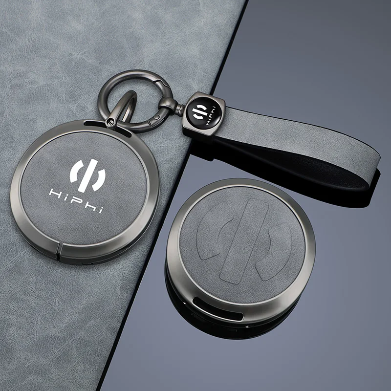 Fashion Car Remote Key Case Protect CoverZinc Alloy Anti-loss Keyring For HiPhi X Smart Keyless Fob Shell Accessories Keychain