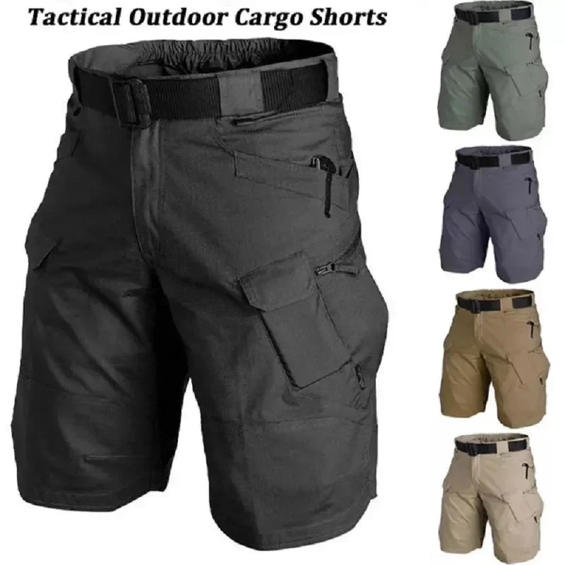 IX7 Men Tactical Cargo Shorts Summer Waterproof Multi Pocket Urban Outdoor Hiking Camping Workwear Plus Size Shorts