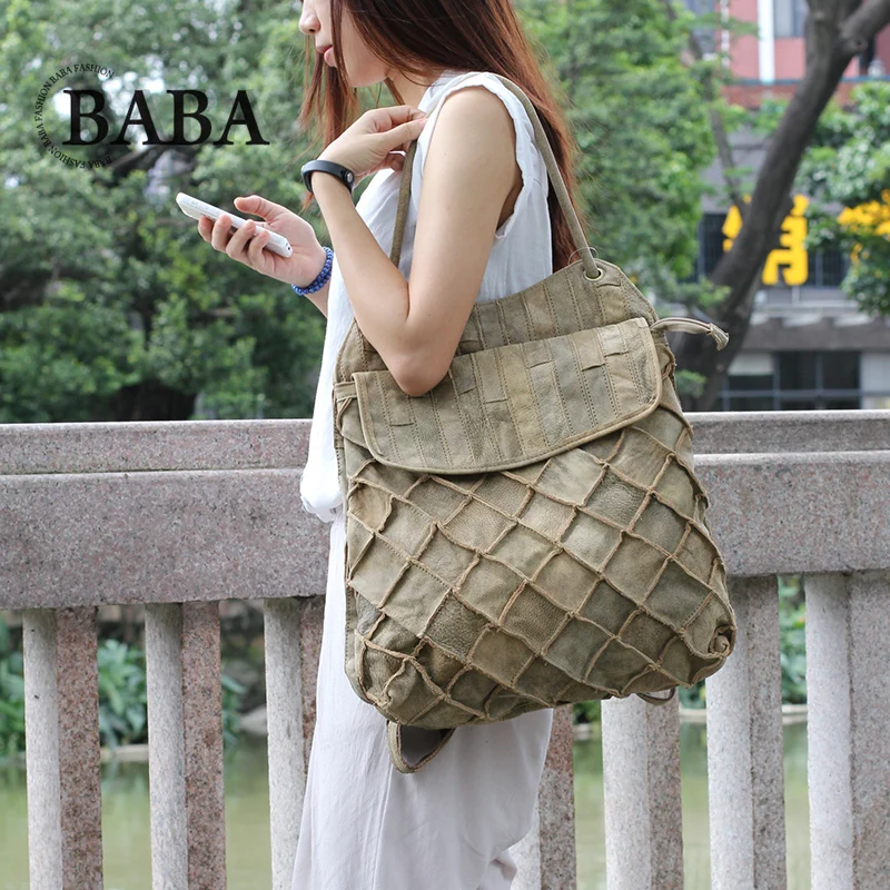 New European/American Backpack Women Multifunctional Large Capacity Leather Backpack Outdoor Travel Pure Leather Women Bag Tide