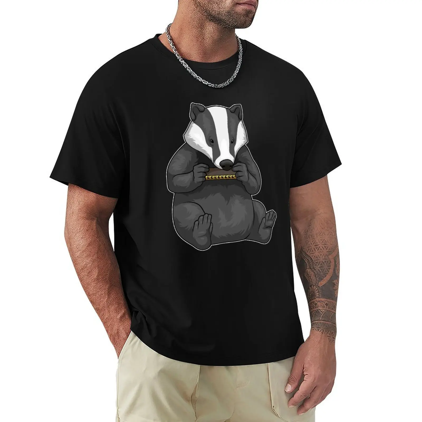 Badger Musician Harmonica Music T-shirt oversizeds cute clothes mens graphic t-shirts pack