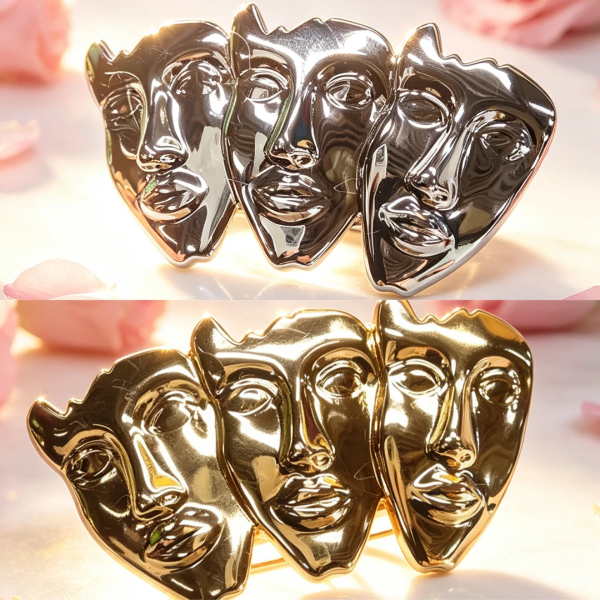 Abstract Human Face Brooch Vintage Metal Mask Brooches For Women Men Gothic Art Jewelry Accessories Party Costume Decoration