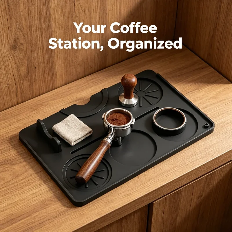 Espresso Tamping Mat, Silicone Non Slip Holder Pad Coffee Press Cushion Tool, Coffee Accessory Tamp Station Mat for Home, Cafe