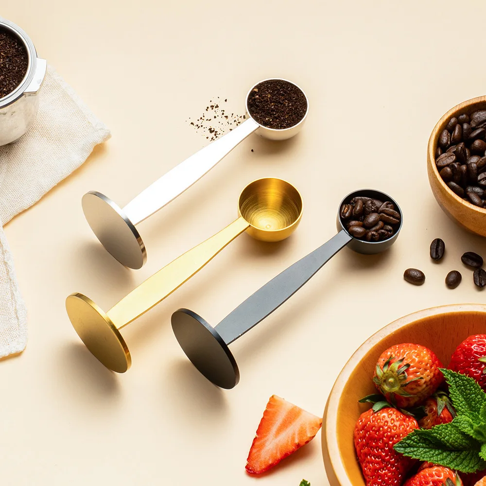 E5 Espresso Accessories with 2in1 Coffee Tamping Scoop Coffee Accessories Kit Coffee Press Spoon Coffee Tamper Milk Powder Spoon