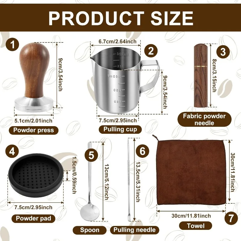 Sapele Espresso Tamping Station - 51/53/58mm Universal Storage Stand & 304 Steel Milk Pitcher & Red Padauk Tamper Set