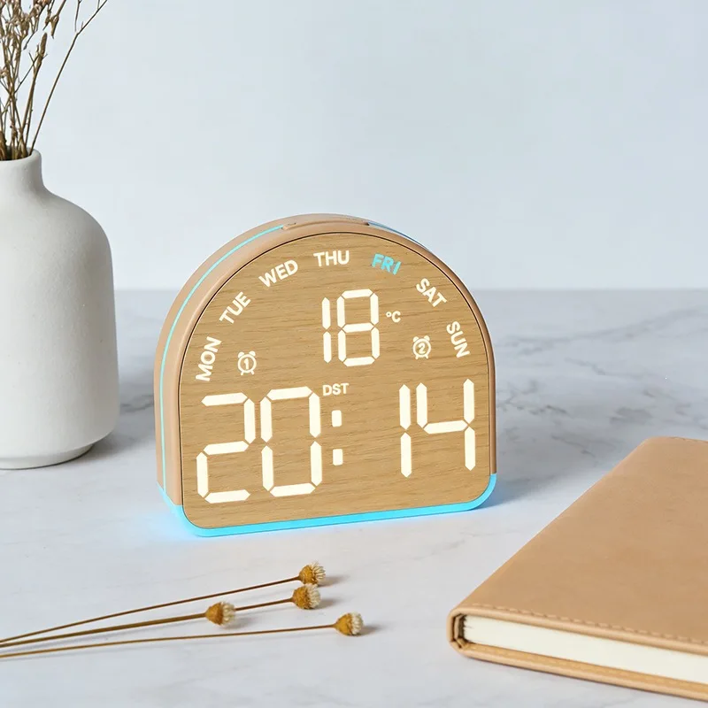 LED Digital Alarm Clock Temperature Date Display Night Light Snooze Minimalist Desk Clock Bedroom Home Office Kids Student Gift