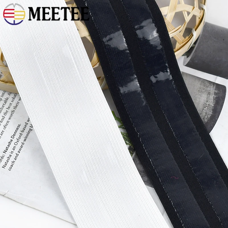 1-5M 50mm Anti Slip Elastic Tape Black White Striped Silicone Band Sports Wrist Strap Sewing Bar Straps DIY Clothing Accessory