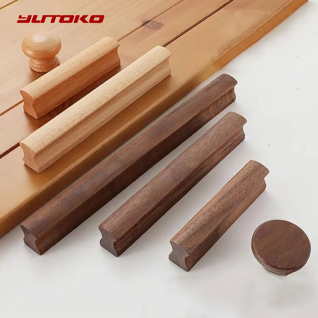 Walnut Wooden Furniture Handle Drawer Knobs Kitchen Cabinets Pulls Long Handles Cabinets and Drawers Dresser Knobs Wardrobe Pull
