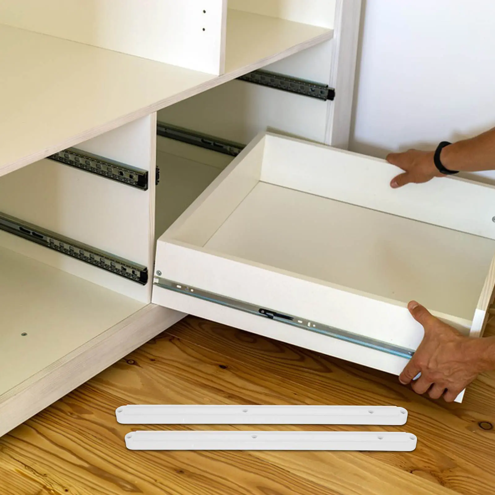 2Pcs Plastic Drawer Slides Smooth No Noise Cabinet Rails for Kitchen Dresser Wardrobe Drawer Guides Replacement Parts