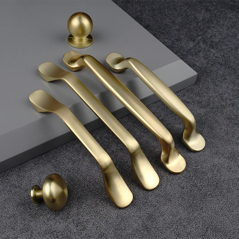Gold Furniture Handles Aluminum Kitchen Pulls Wardrobe Cabinet Drawer Knobs Dresser Cupboard Hardware For Home