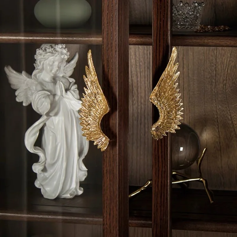 Gold Angel Wings Cabinet Handles, Solid Brass Kitchen Wardrobe Pulls, Nordic Light Luxury Furniture Drawer Knobs