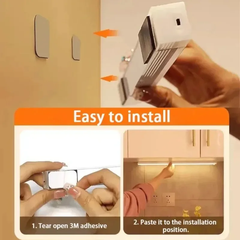 10CM Wireless LED Motion Sensor Night Light - Type-C Rechargeable Cabinet Wardrobe Lamp for Staircase Backlight Kitchen Lighting