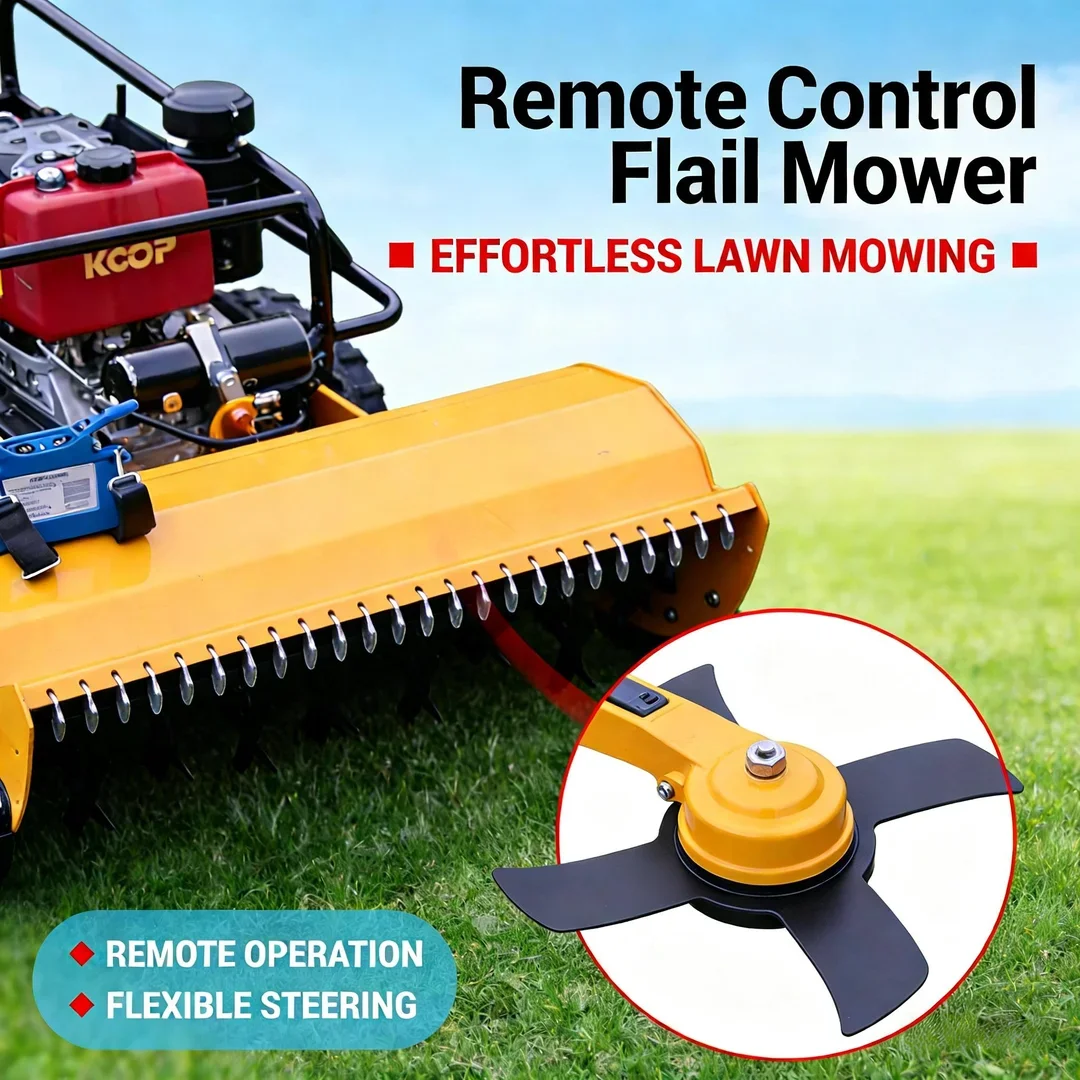 Customized Remote Control Robot Flail Lawn Mower Crawler Self-Propelled All Terrain 800-1000mm Cutting Commercial Home