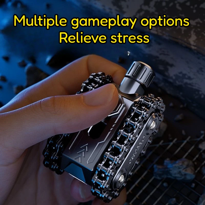 Tank Style EDC Push Card Fidget Spinner Magnetic Design Chain Drive Structure Crisp Sound Portable Hand Gadget for Stress Relief
