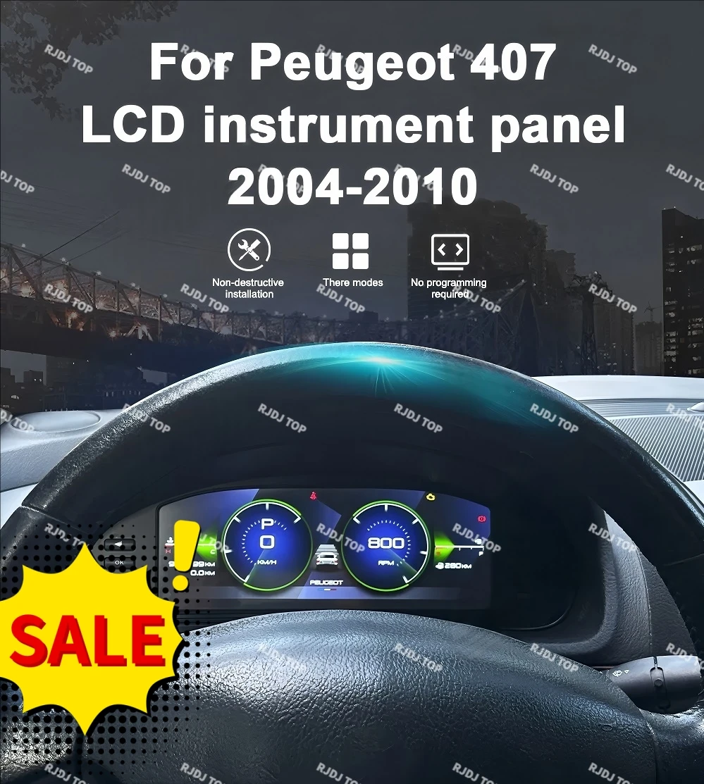 Car Digital Cluster For Peugeot 407 2004-2010 Virtual Cockpit Speed Meter Car Dashboard Display Instrument LCD Display Ai Screen