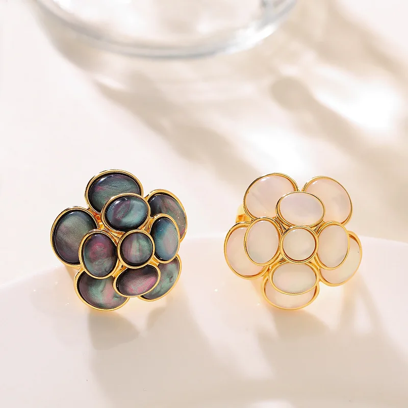 Women Camellia Open Adjustable Ring French Style Fresh Gentle Elegant Niche Light Luxury Female Finger Jewelry