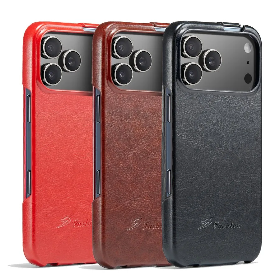 Genuine Leather Vertical Flip Cover Case for Apple iPhone 6 7 8 15 16 14 13 12 Mini 17 18 Pro Max Air SE 2020 2022 Luxury Fundas