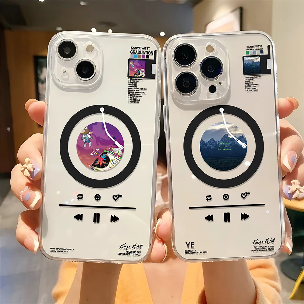 Rapper Kanye West Hot Album Magsafe Magnetic Phone Case for iPhone 16 15 14 13 12 11 8 7 Plus Pro Max X XR XSMax Clear Tpu Cover