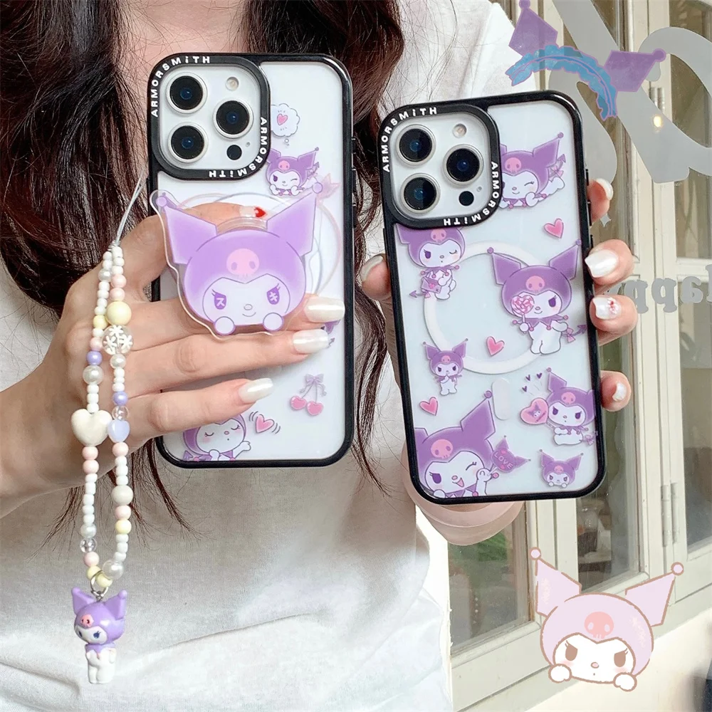 Halloween funny Kulomi For Magsafe Magnetic Stend Case for iPhone 11 12 13 14 15 16 17 Pro Max Cover Plus 16 E with hinged Cover