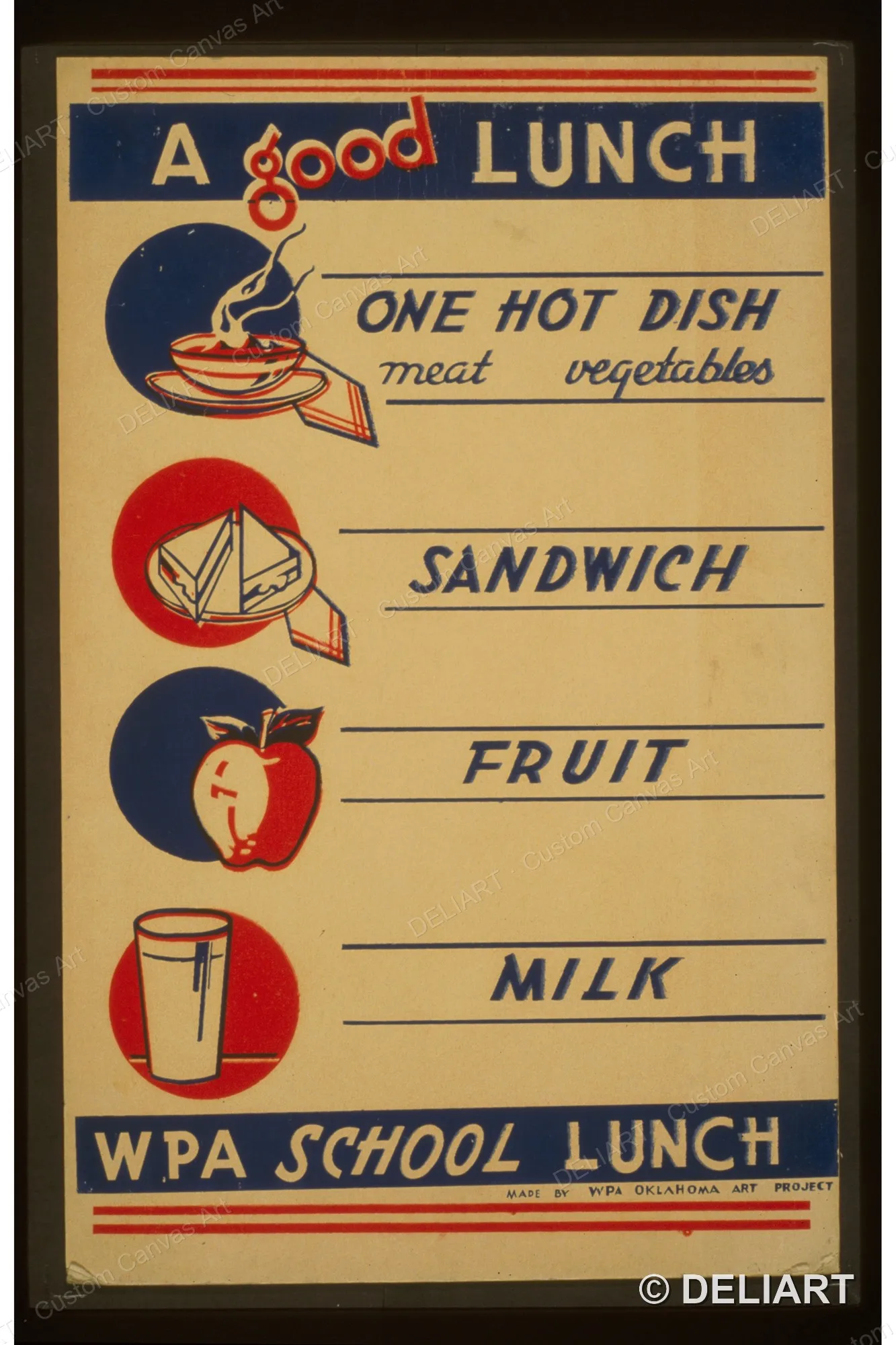 A good lunch Vintage WPA Public Health Canvas Wall Art Poster Print Retro 1930s Nostalgic Home Decor Unframed