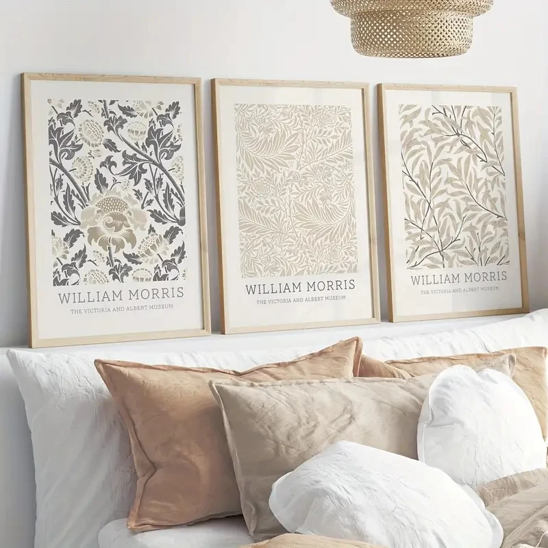 3pcs/Set Minimalist William Morris Canvas Poster Floral Wall Art, Modern Retro Living Room, Room, Office and Home Decoration