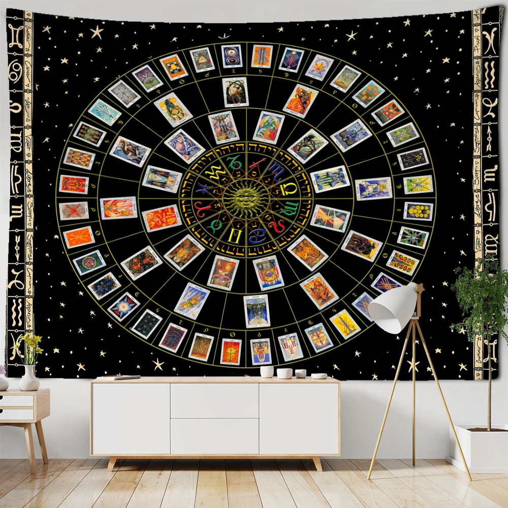 Mandala Tarot Tapestry Wall Hanging Zodiac Star Plate Sun And Moon Psychedelic Witchcraft Hippie Home Decor