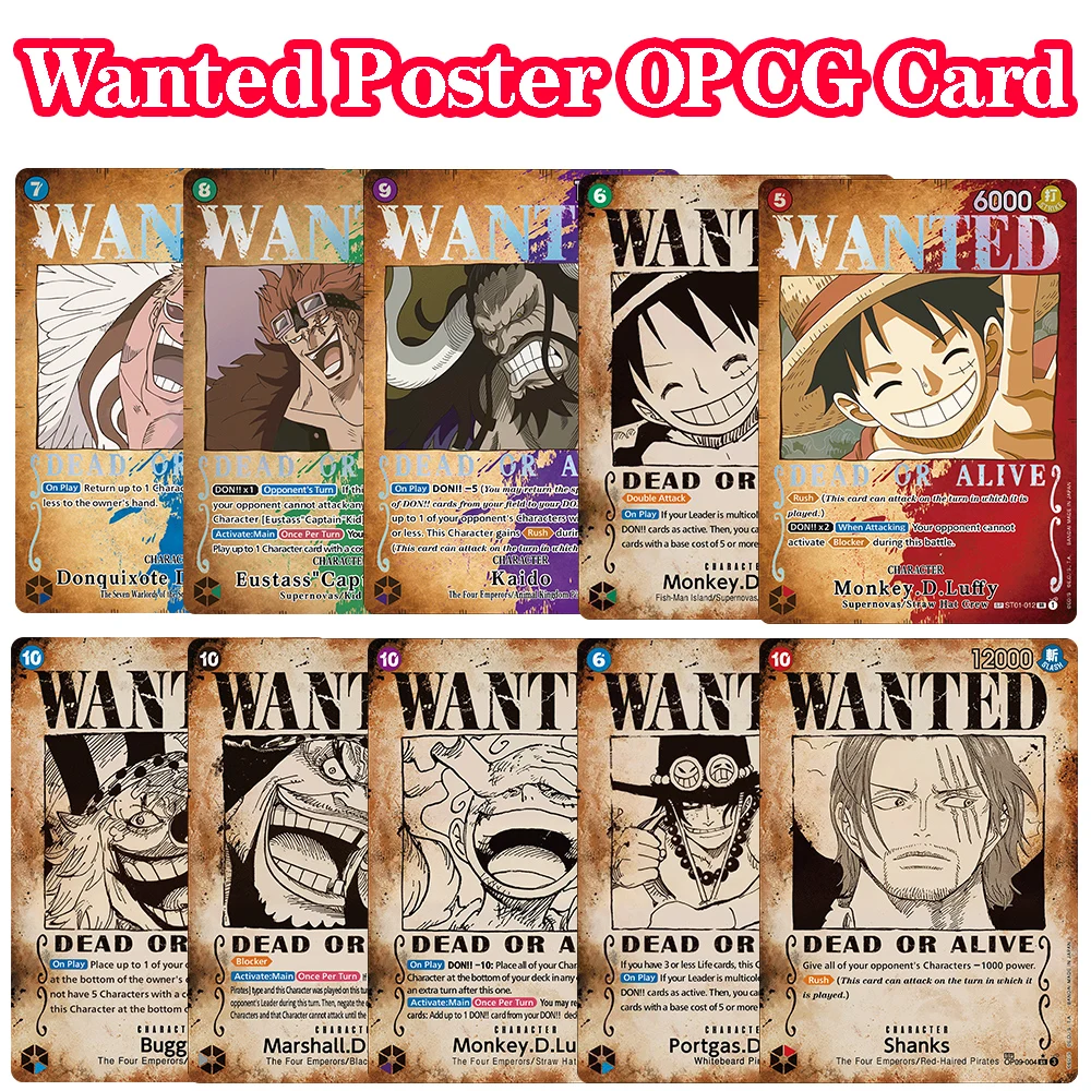 ONE PIECE Retro Wanted Poster Style Proxy Game Card Luffy Buggy Shanks Ace Anime OPCG/PTCG Card / Collection Trading Card