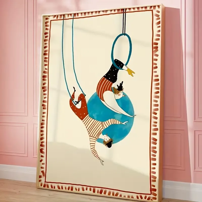 Abstract Circus Performance Art Wall Poster Canvas Painting, Retro and Modern Bedroom and Living Room Wall Home Decoration