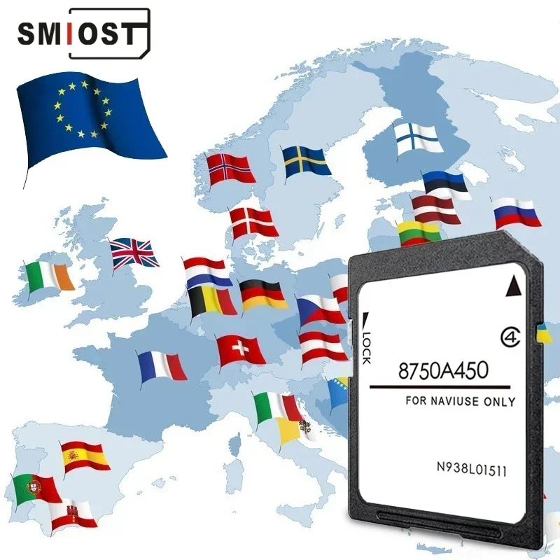 SMIOST for L200 Pajero Outlander Car Memory Card GPS for Mitsubishi 8750A450 MMCS Navigation 16GB Europe Maps Update Data 2026