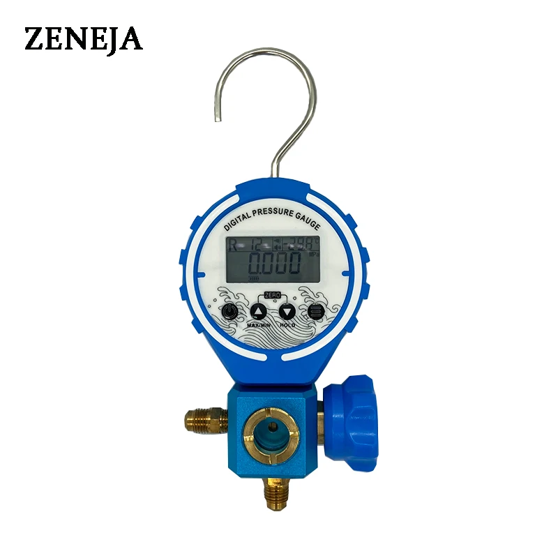 Digital Pressure Gauge Manifold Refrigeration Tester Vacuum Meter HVAC Freon Filling Instrument ChargingHoses for 410a 134a