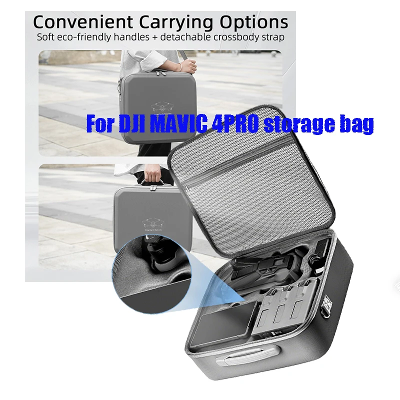 Portable Crossbody Shoulder Bag for DJI Mavic 4 Pro with Screen RC Controller, Hard Handbag Storage Case for Drone Accessories