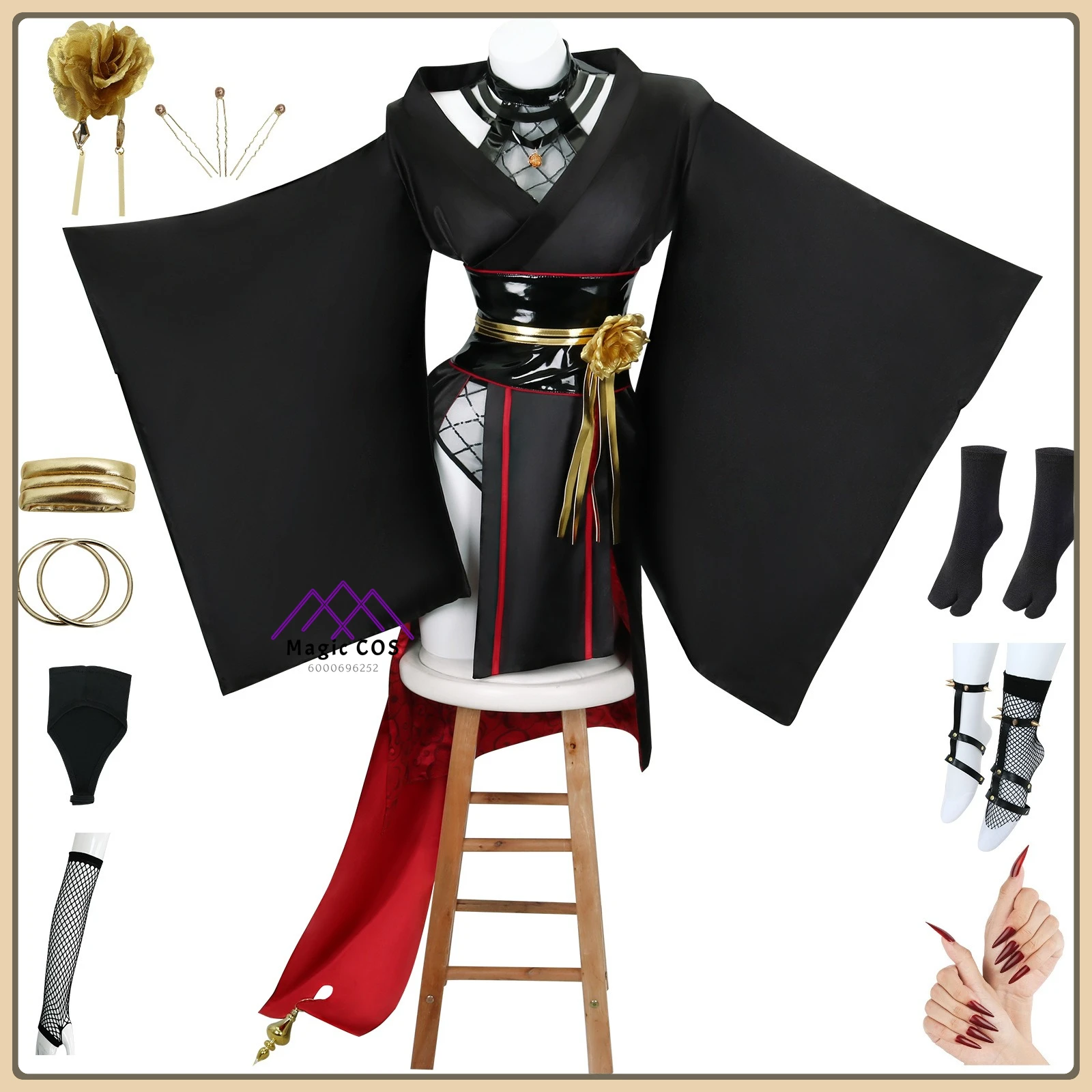 SPY×FAMILY Yor Forger Cosplay Costume - Exquisite Ninja - inspired Kimono Dress  for Women Ideal for Halloween or Anime Parties