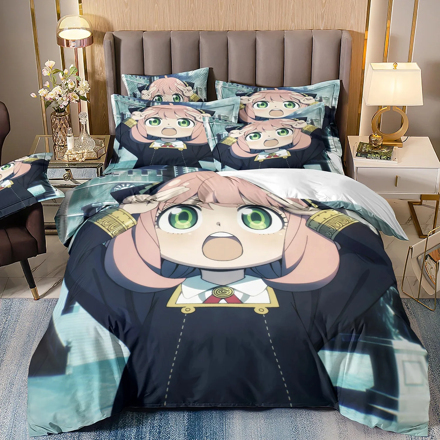 Luxury New 3D Print SPY FAMILY Anya Anime Bedding Set Duvet Cover Bed Set Quilt Cover Pillowcase king Queen Size Boys Adult