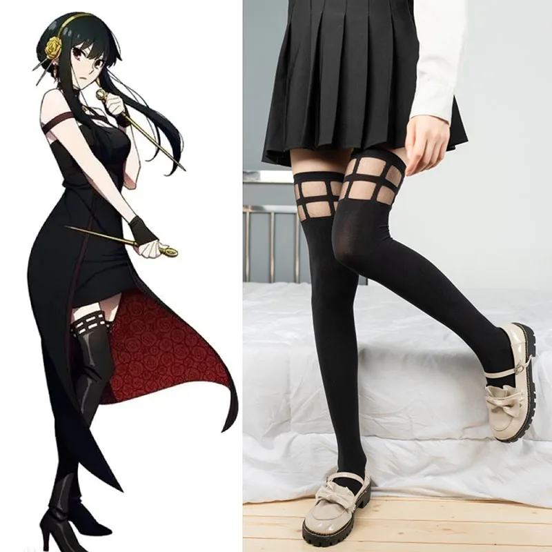 Anime Spy X Family Yor Forger Cosplay Over Knee Stockings Elastic Velvet Thigh Black Socks Tights Halloween Costumes Accessories