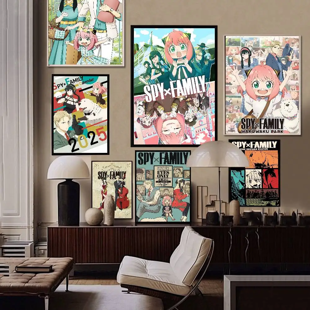 Anime Spy X Family Vintage Posters Sticky Retro Kraft Paper Sticker DIY Room Bar Cafe Kawaii Room Decor