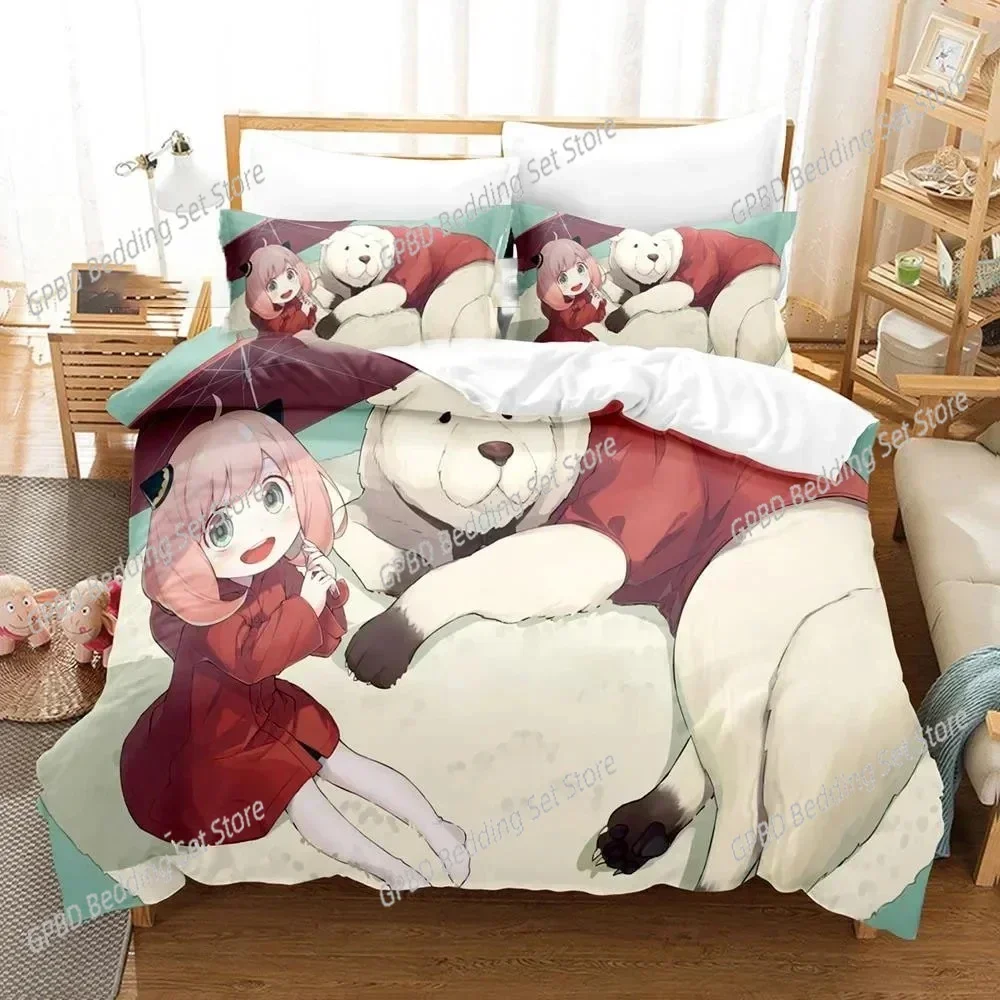 New Anime Spy x Family Anya Bedding Set 3D Printed Suitable for Bedroom Duvet Cover Set With Pillowcases Kids Home Textile