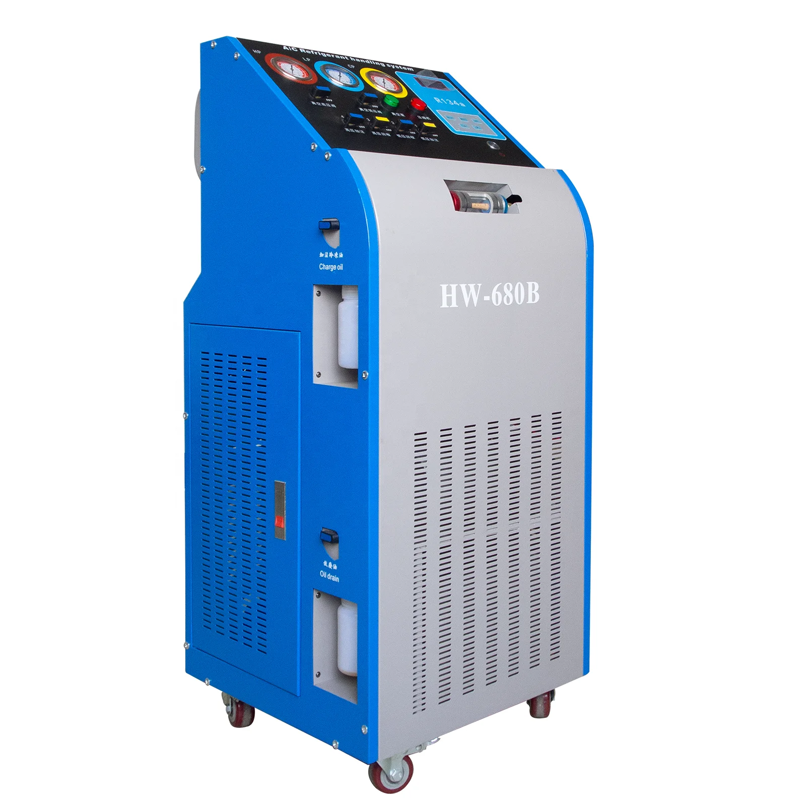 New HW-680B Car air Conditioner Refrigerant Recovery Cleaning Vacuumize Refilling Machine / Refrigerant Gas R134a Recycle