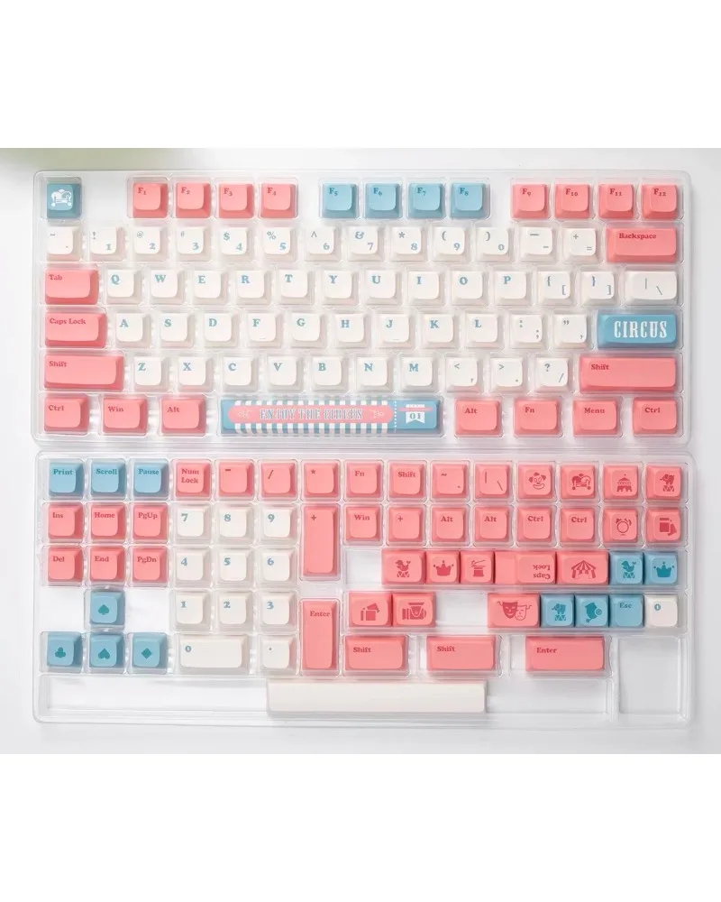 soft pink white and blue durable pbt keycaps set high quality for gaming mechanical keyboards